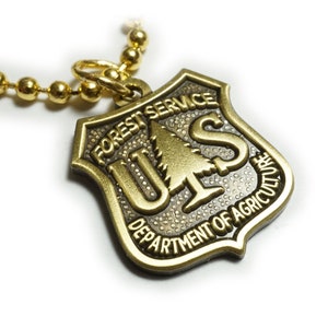 Departamento Forestal de los Estados Unidos Departamento de Agricultura Servicio de guardabosques Charm Collar colgante con cadena