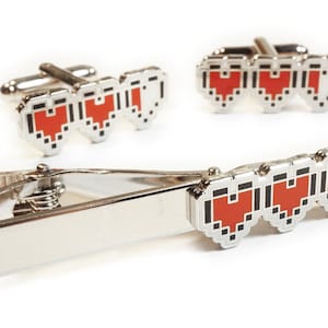 Zelda Heart Cannisters Life Video Game Krawattenklammer Clip & Manschettenknöpfe im Set