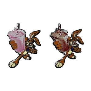Quik Bunny Rabbit Enamel Pin – 80s 90s Enamel Lapel Pin – Retro Pop Culture Gift – Beverage Lover Pin – Collector’s Accessory