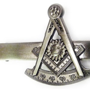 Past Master Freemason Tie Clip – Masonic Square & Compass Tie Bar for Men