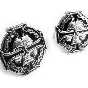 Celtic Cross Skull Biker Cross Cufflinks Cuff Links Pair