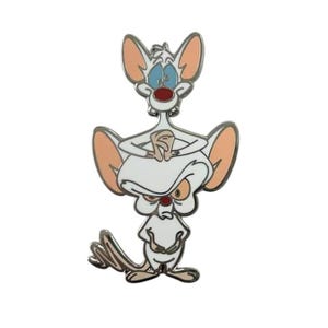 Pinky and the Brain Pin – Hard Enamel Lapel Pin, 2&quot; Nickel Plated Cartoon Duo, Animaniacs Funny Collectible Gift