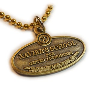 X-Men XMEN Xavier&#39;s School for Gifted Youngsters Plaque Sign Charm Pendant Necklace with Ball Chain