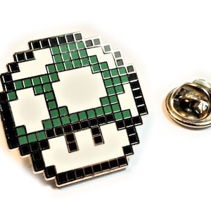 Super Mario World Green Mushroom 1UP Extra Life Power Up Hat Jacket Tie Tack Lapel Pin