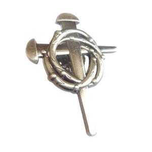 Crucifix Nails and Crown of Thorns Pin – Christian Lapel Pin for Men, Religious Biker Accessory, Faith Cross Gift, Jesus Jewelry