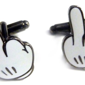 Mickey Mouse Middle Finger Glove Fantasy Cufflinks Cuff Links Pair