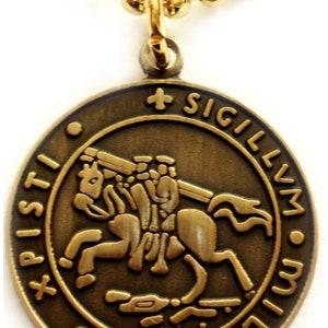 Seal of the Templar Knights Freemason Masonic Charm Pendant Necklace with Ball Chain