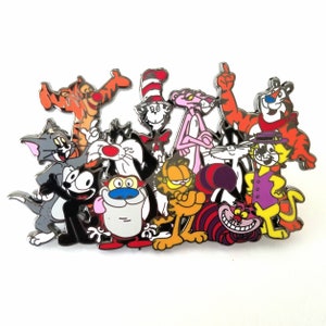 Feline Fanatic Cat Fan Jumbo Cartoon 80s Lapel Pin
