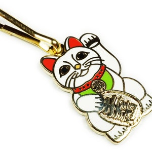 Maneki Neko Lucky Cat Success Money Business Tie Bar Clip & Cufflinks Cuff Links Set