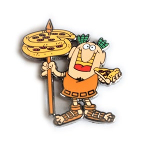 Pizza Pizza Römer Emaille Pin – 80er 90er Jahre Emaille Pin – Retro Popkultur Geschenk – Pizza Liebhaber Pin – Sammler Accessoire