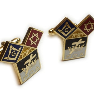 POA Jewish Star of David Freemason Masonic Suit Wedding Cufflinks Cuff Links Pair