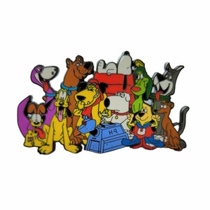 Man's Best Friend Dogs Fan Jumbo Cartoon 80s Lapel Pin