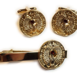 Raiders of the Lost Ark Indiana Jones Staff of Ra Miniature Tie Bar Clip & Cufflinks Cuff Links Set