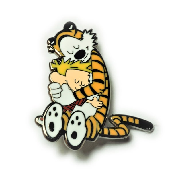 Hugging Friends Boy Tiger Cartoon Comic Strip Enamel Lapel Pin