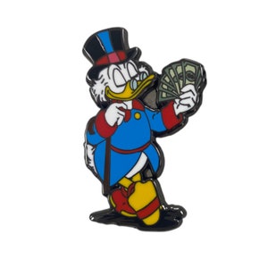Scrooge McDuck Money Cash Rich Ducktales Cartoon 80s Lapel Pin