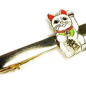 Maneki Neko Lucky Cat Success Money Business Tie Bar Clip