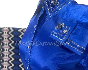 Royal Blue Showmanship Shirt & Wool Western Saddle Pad Set