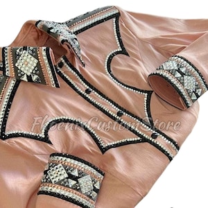 Shades of Silver Light Peach * Western Style * Athletic Fit * Horse Show Shirt * Women Western Show Shirt