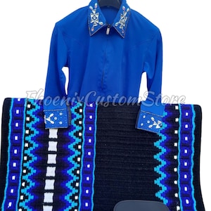 Combo Western Show Shirt and matching Show Pad, Western Custom Rodeo Queen, Showmanship, Horsemanship & Women Rail Jacket, Show Apparel