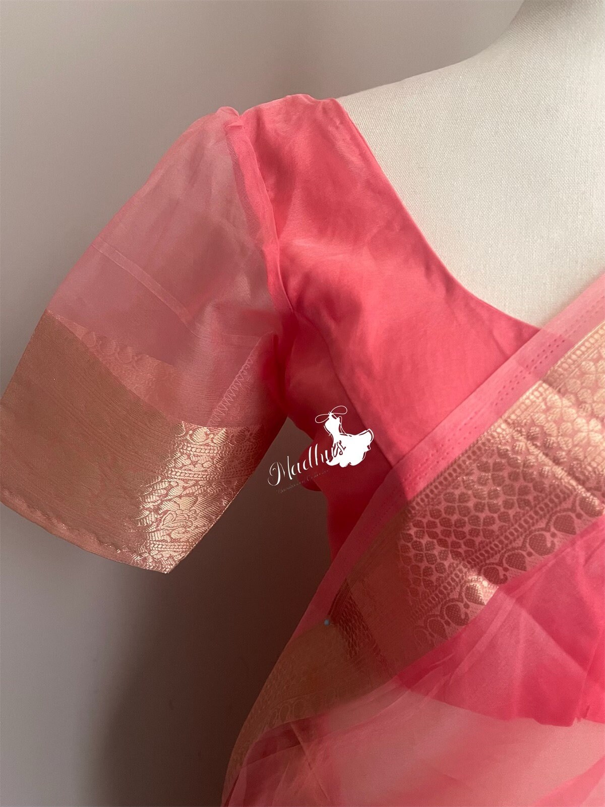 Organza Saree With Stitched Blouse 