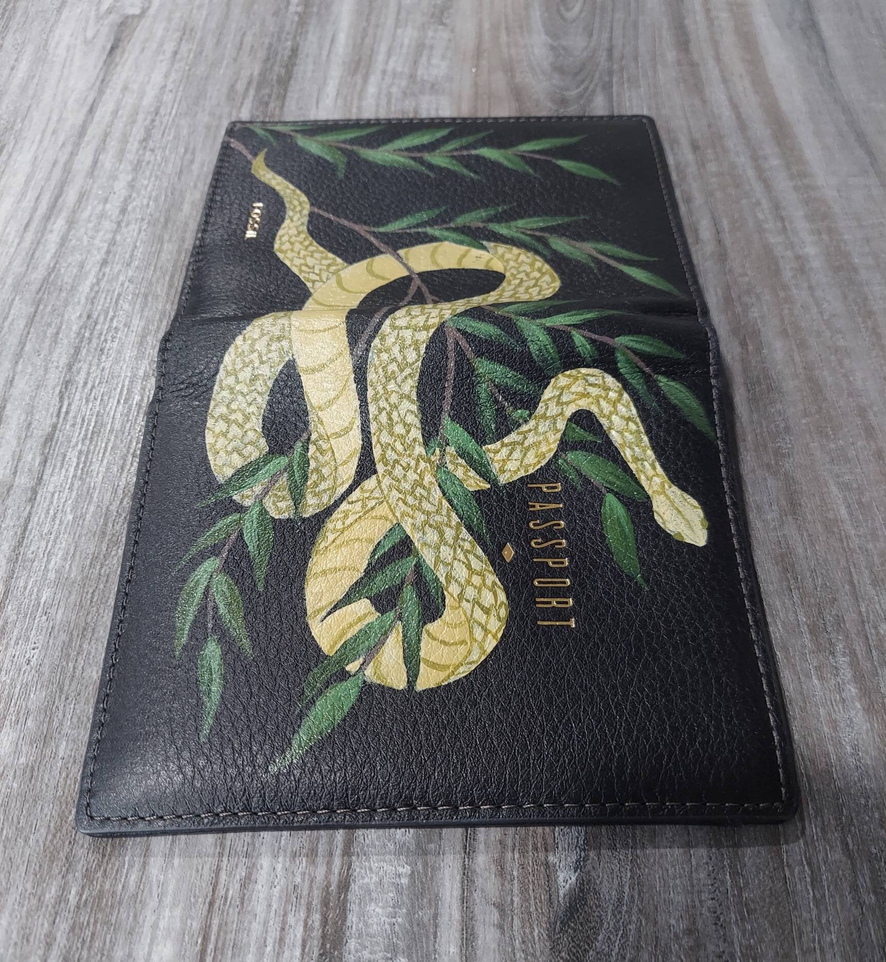 Passport Holder Snake and Flora One of a Kind Etsy UK