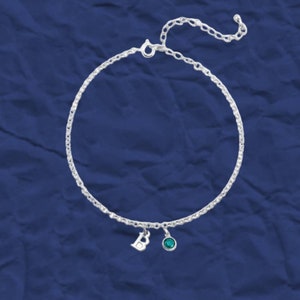 Personalized Initial Birthstone Anklet, Gift for Mom, Gift for Her, Personalized Jewelry, Custom Anklet for Women, Ankle Bracelet