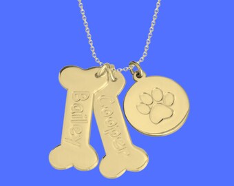 Personalized Dog Bone Necklace: Custom Engraved Pet Memorial Jewelry