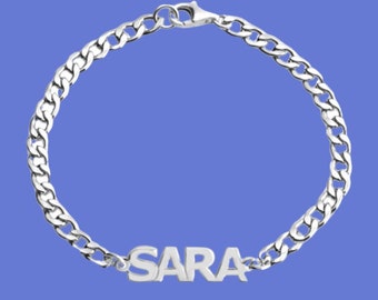 Personalized Cuban Link Bracelet: Sterling Silver Custom Name Bracelet