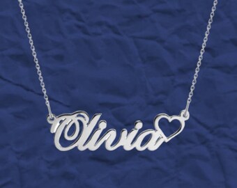 Personalized Name Necklace with Heart: Custom Jewelry Gift