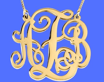 Monogram Necklace Gold: 24K Gold Plated Personalized Initial Jewelry