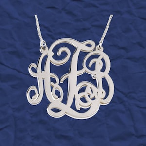 Monogram Sterling Silver Necklace, Sterling Silver Jewelry, Monogram Gifts, Custom Initials Necklace, Split Chain Monogram Necklace Silver