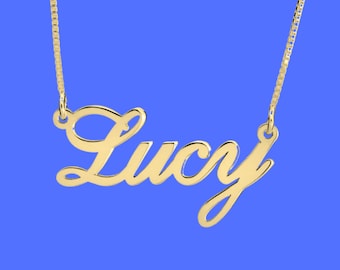 Personalized 24K Gold Plated Name Necklace: Classic Box Chain