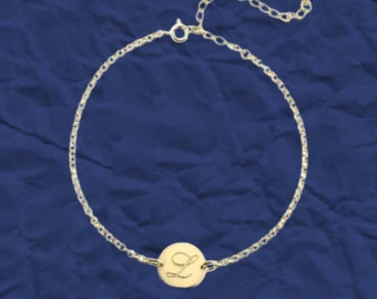Personalized Initial Anklet: Engraved Rolo Chain Ankle Bracelet