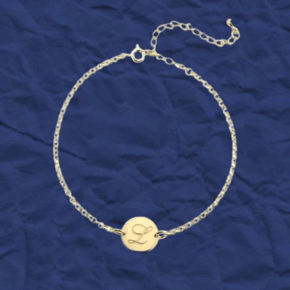 Personalized Initial Anklet: Engraved Rolo Chain Ankle Bracelet