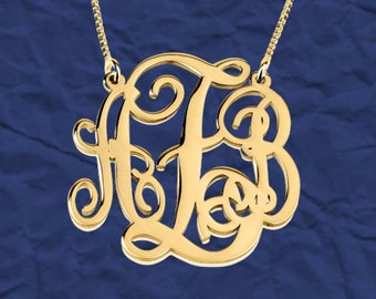 Gold Monogram Necklace, 24K Gold Plated Jewelry, Personalized Gift, Custom Jewelry Necklace, Initials Necklace Gold, Custom Initial Necklace