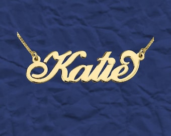 Custom Personalized Katie Name Necklace, 24K Gold Plated Name Necklace Personalized, Gold Name Necklace for Women, 24K Gold Jewelry