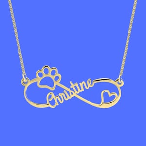 Personalized Infinity Dog Paw Necklace, Personalized Jewelry