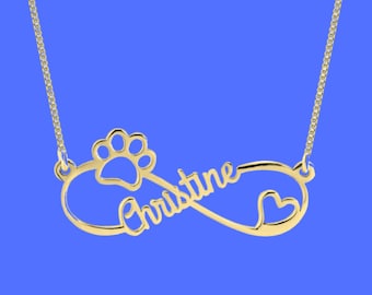 Personalized Infinity Dog Paw Necklace, Personalized Jewelry, Pet Memorial