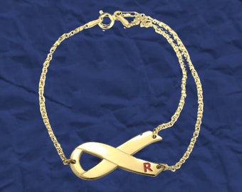 Personalized Breast Cancer Ribbon Bracelet: Sterling Silver, Gold or Rose Gold