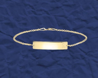 Personalized Initial Bar Bracelet: Engraved Rolo Chain Bangle