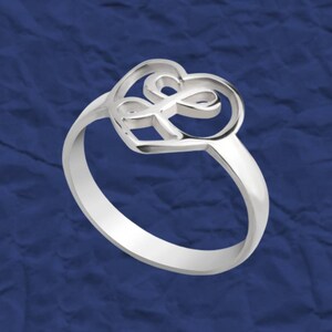 Personalized Initial Heart Ring, Gifts for Mom, Gifts for Her, Personalized Jewelry, Custom Name Necklace