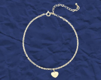 Personalized Initial Heart Anklet: Custom Rolo Chain Ankle Bracelet