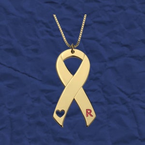 Personalized Pink Ribbon Necklace: Breast Cancer Awareness Gift