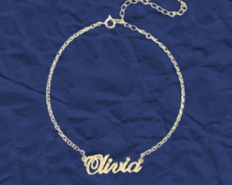 Personalized Name Anklet: Custom Rolo Chain Ankle Bracelet