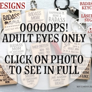 Badass MOM Keychains, Inappropriate Keychains, 10 Designs, Adult Humour ...
