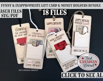 Inappropriate & Funny Gift Card and Money Holders,  Various Occasions, Adult humour, Adult Humor, Laser digital file