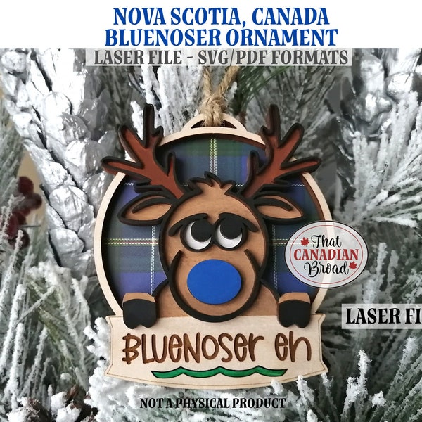 Nova Scotia BLUENOSER ornament, car charm, gift tag, Canada, Canadian theme laser file, digital file only