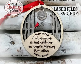 DIMES FROM HEAVEN Memorial ornament, memorial keepsake, laser cut file, svg, pdf,