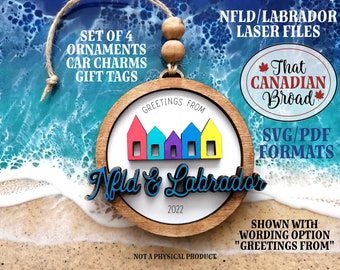 Newfoundland & Labrador, Canadian, ornament, car charm, gift tag, laser file, digital file only