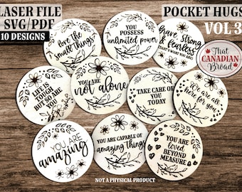 POCKET TOKENS Vol 3, Pocket Hugs, Affirmation, Reassurance, laser, digital file, recovery, addiction, mental health, inspiring